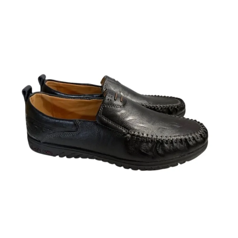 Clohoo Men's Leather Black Loafer Shoes A1858 Size 43 (9 m)